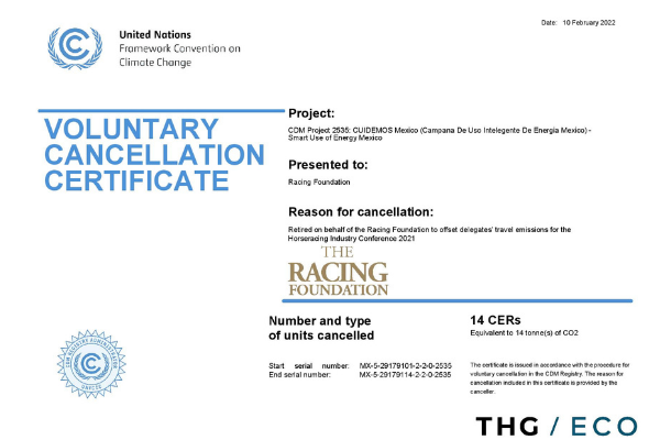 The Racing Foundation Offsets Delegate Travel to 2021 Horseracing Industry Conference